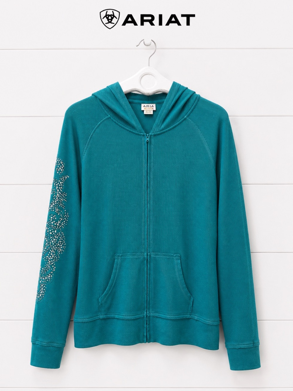 ARIAT Teal Zip Hoodie Y2K Style XXL
